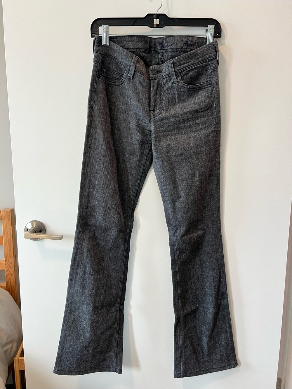 7 For All Mankind Black-Gray Flare Jeans